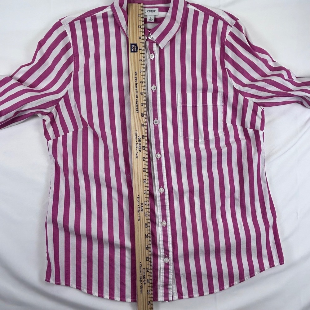 J. Crew Garcon Organic Cotton Striped Poplin Classic Button Down Shirt - size LG - Picture 5 of 10